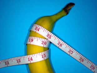 Medir un pene durante a ampliación usando un plátano como exemplo